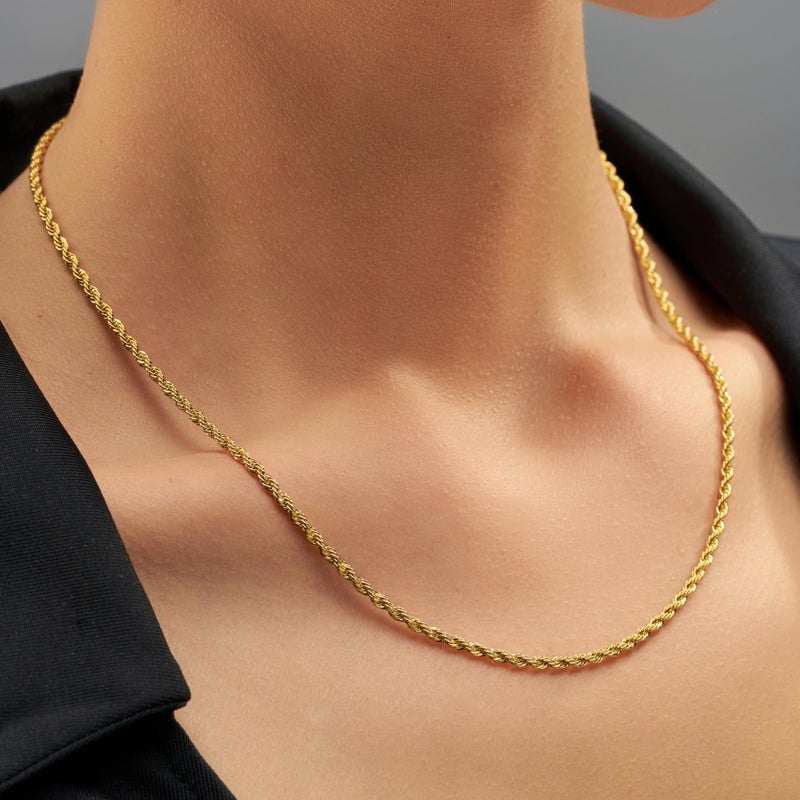 LIFETIME JEWELRY 2mm Gold Rope Chain for Men & Women 24k Real Gold Plated Diamond Cut Gold Necklace for Women & Necklace for Men 14 to 36 Inch | Gold | White Gold (18 inches, Gold) - Image 3
